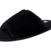 Jessica Simpson Women's Plush Faux Fur Fuzzy Slide On Open Toe Slipper With Memory Foam