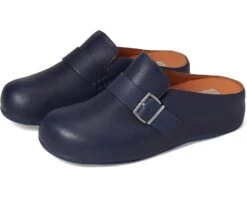 FitFlop Shuv Buckle-Strap Leather Clogs