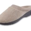 Isotoner Women's Terry And Satin Slip On Cushioned Slipper With Memory Foam For Indoor/Outdoor Comfort